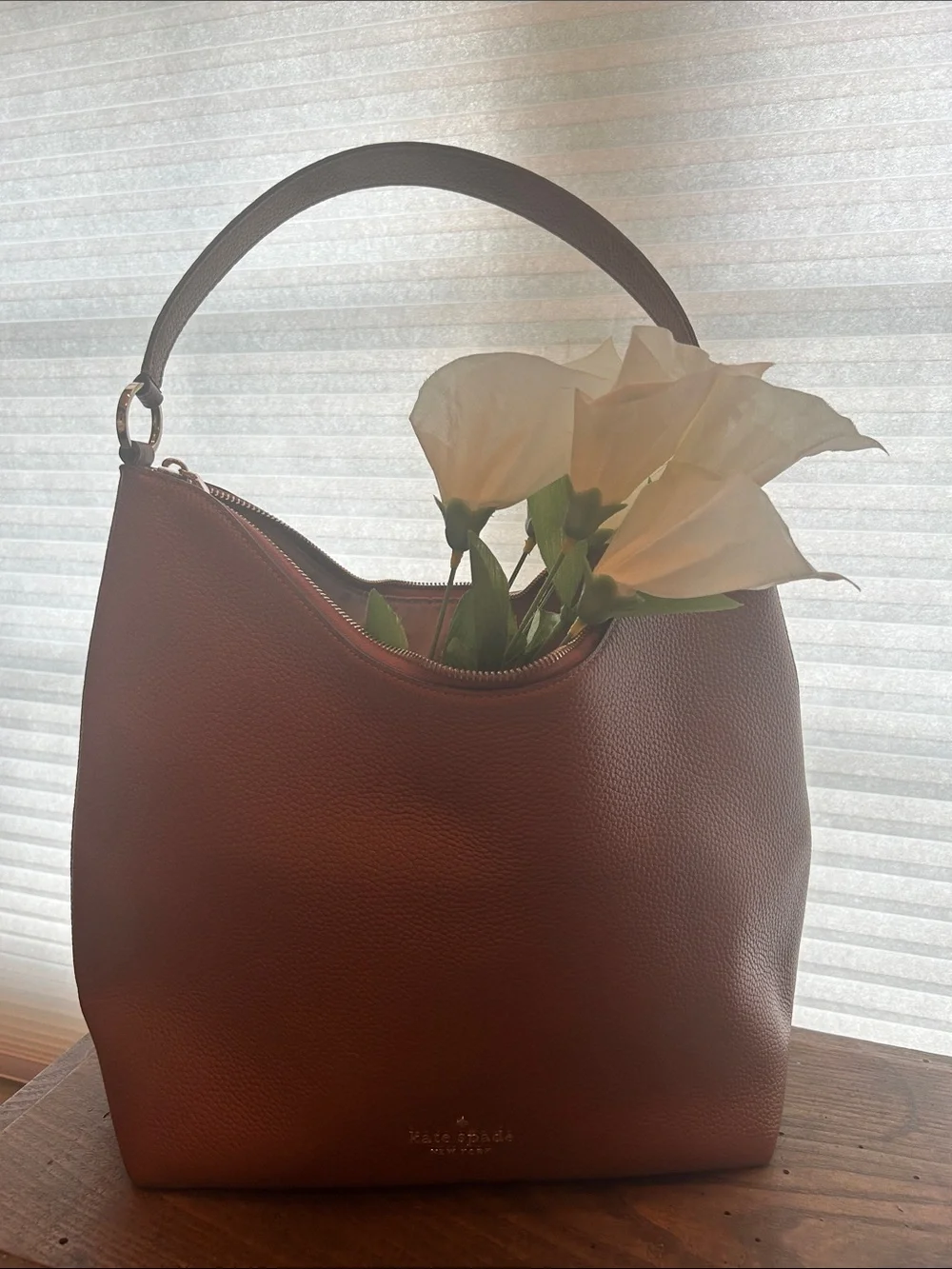 kate spade brown pebbled leather hobo with single handle